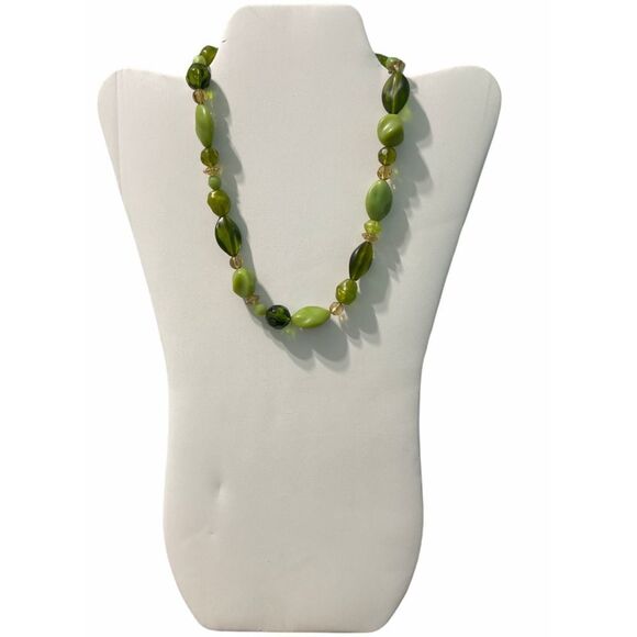 Beaded‎ Tie String Fashion Statement Necklace Green - Picture 1 of 8